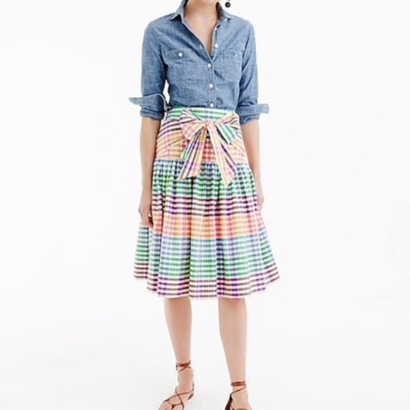 JCREW Rainbow Pleated Front Tie Skirt - Picture 1 of 4